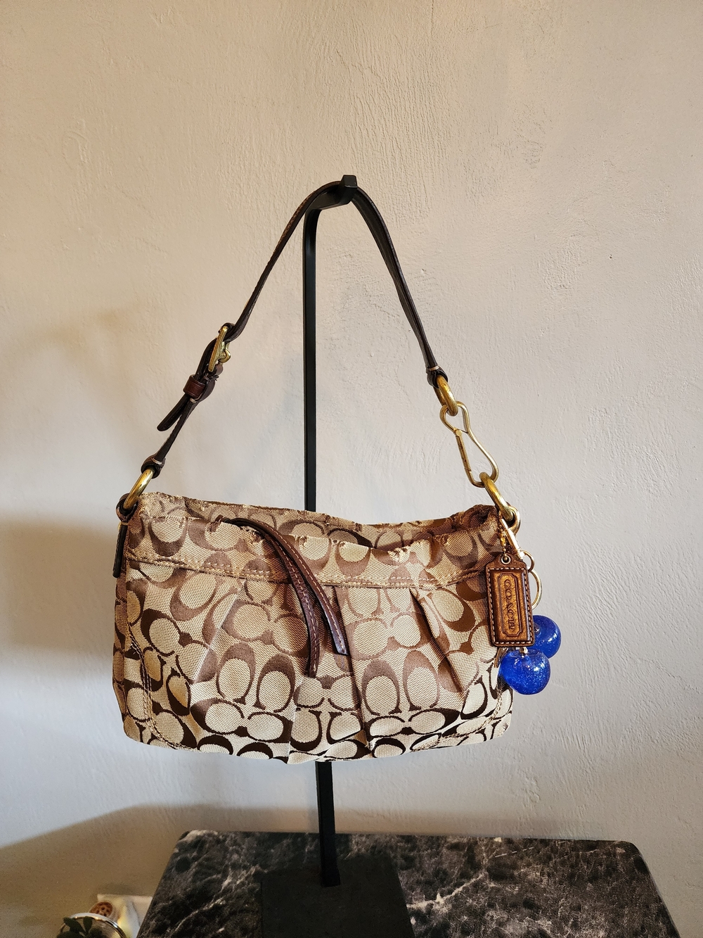 Y2k Coach Hamptons Signature Pleated Handbag